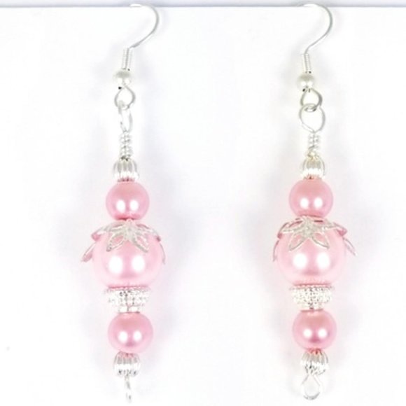 Ickynicks Jewelry Jewelry - 2 Inch Pink and Rose Dainty Pierced Earrings NEW